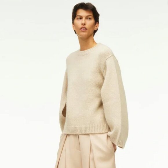 Zara Limited Edition Split Sleeve Wool Alpaca Sweater Ecru Ivory Knit Size XL - Picture 4 of 10